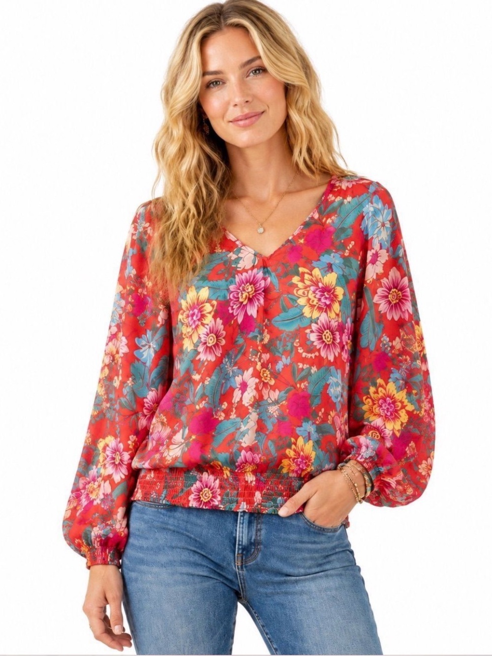 🌺Umgee Satin Floral Blouse